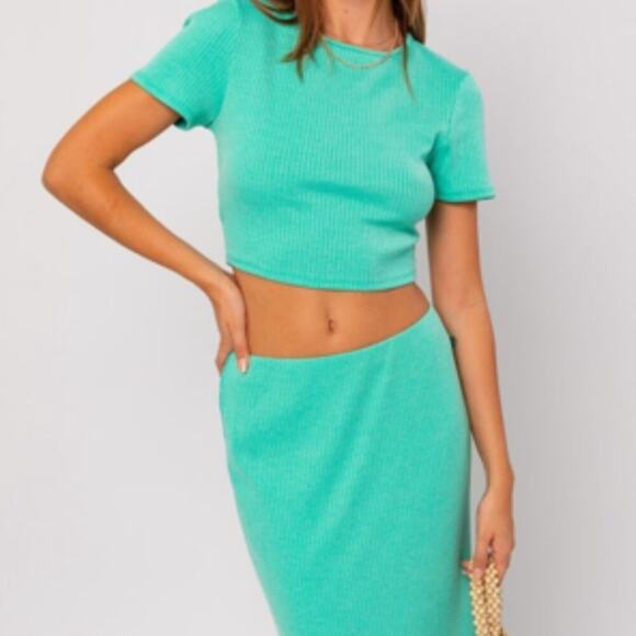 Le Lis- Set Crop Top and Maxi Skirt Green- L NWT - Picture 4 of 12